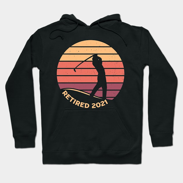 Vintage Golfer Retired 2021 Golf Player Golfing Retirement Hoodie by Souben